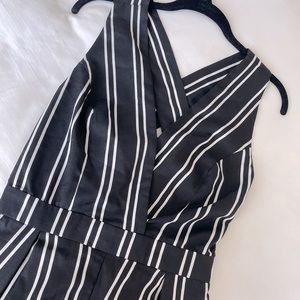 ASOS - Black and White Striped Cross Back Romper